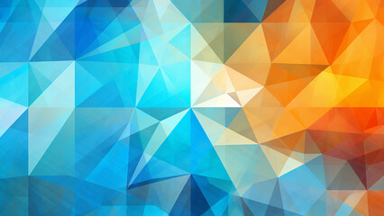 Fototapeta premium Aqua Blue and Hot Orange Geometric Mosaic Modern Design