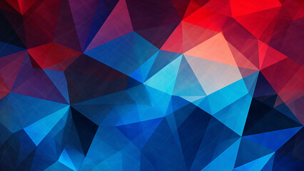 Cobalt Blue and Cherry Red Geometric Mosaic Vibrant Pattern