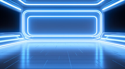 Blue silver neon futuristic abstract poster web page PPT background, digital technology background