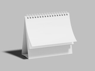 isometric White Blank Desk Calendar 3D render Mockup for Office