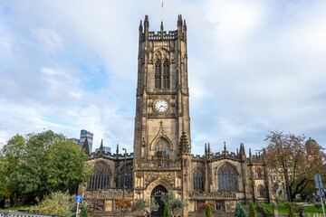 The gothic style cathedral of Manchester, United Kingdom - obrazy, fototapety, plakaty