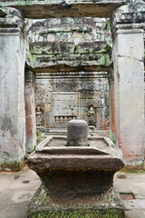A Shiva Lingam - Stone idol depicting Lord Shiva inside the Preah Khan temple complex at Siem Reap, Cambodia, Asia