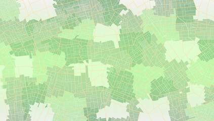 Navigate mapping technology for distance data, path turns. Abstract map with unique lines, geometric patterns background. Huge city top view. Streets, blocks, route for movement on the streets. Vector