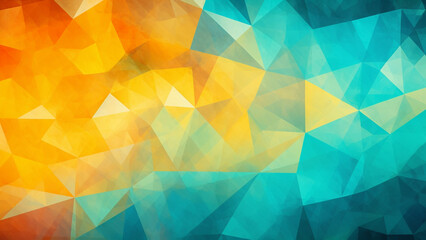 Obraz premium Sunshine Yellow and Turquoise Geometric Mosaic Vibrant Pattern