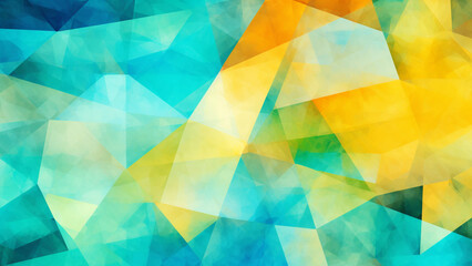 Sunshine Yellow and Turquoise Geometric Mosaic Vibrant Pattern