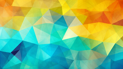Sunshine Yellow and Turquoise Geometric Mosaic Vibrant Pattern