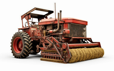 Hay Baler isolated on white background , Farming machinery