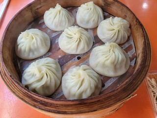 Food from a dumpling shop on the street in Taiwan