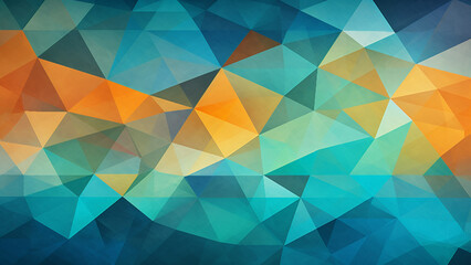 Obraz premium Teal and Tangerine Geometric Mosaic Vibrant Abstract Pattern