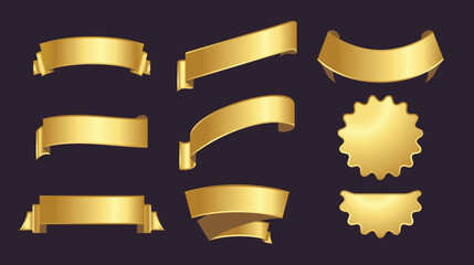 Gold Ribbon Banner Vector Art Banner Elements