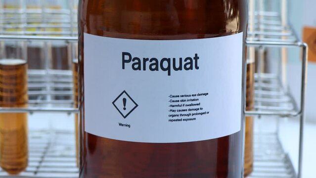 Paraquat in glass, Herbicides are used to manage wasteland or control weeds in agriculture, laboratory experiment