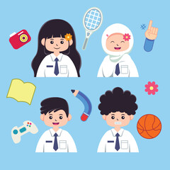 High school boy girl cartoon vector illustration