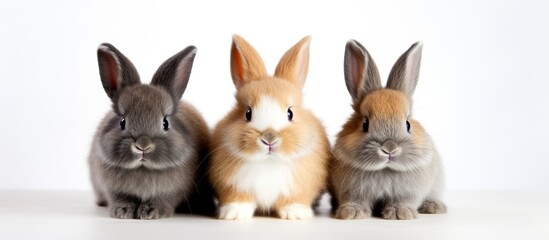 Three adorable bunnies of varying hues