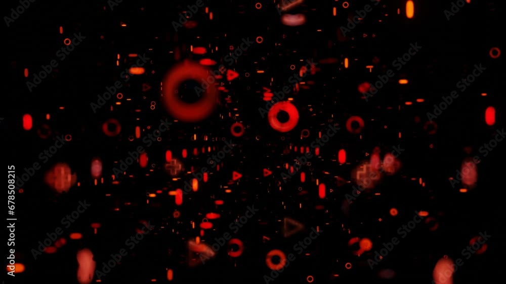 Poster camera pans through endless rows of red flashing figures on a black background. 3d render