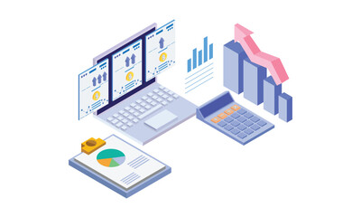 Isometric list of price packages.on white background.3D design.isometric vector design Illustration.