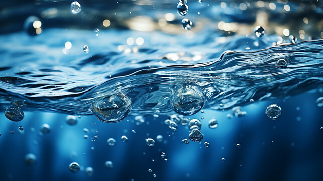 water drops on blue background HD 8K wallpaper Stock Photographic Image 