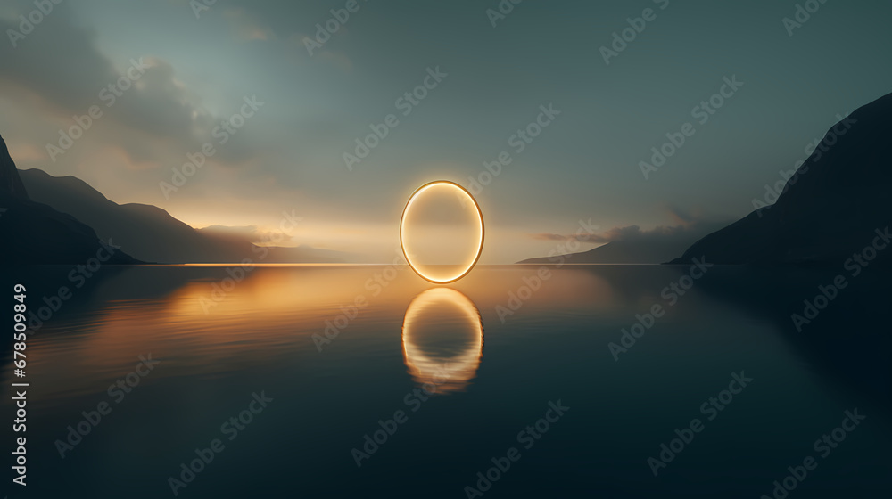 Poster infinite mirror reflection of light abstract poster web page ppt background, digital technology busi