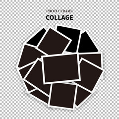 banner of empty photo frames compositions. Realistic vector mockups. Retro photo frames with shadow isolated on transparent background.	