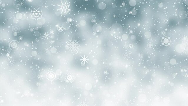 White Christmas Snowflakes Background. Snowfall Background.  Winter Christmas Background. Seamless Loop