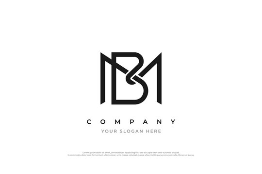 Initial Letter MB or BM Monogram Logo Design Vector
