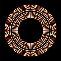 Round vector pattern. Color mandala isolated on black background. Decorative design element. Stylized flower. Stencil tattoo and print. Stylish round ornament, isolated on white background.