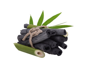 Natural bamboo charcoal isolated on transparent png