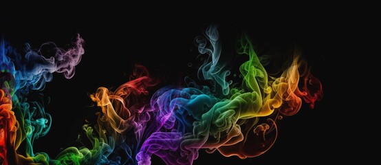 colorful smoky Waves abstract on black background