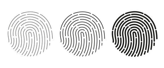 Fingerprint scanning icon. Black sign of identification 