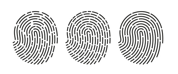 Fingerprint scanning icon. Black sign of identification 