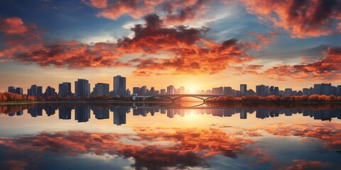 Sunrise at han river,Seoul south korea. - obrazy, fototapety, plakaty