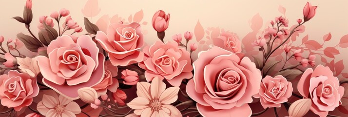 Nostalgic Roses Endless Pattern , Banner Image For Website, Background abstract , Desktop Wallpaper