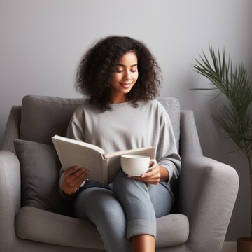 beautiful woman relaxing over a cup of tea. AI Generated