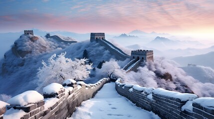 Winter landscape great wall of China