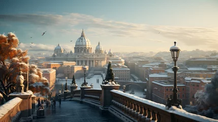 Fotobehang Winter landscape of Rome, Italy © Lerson