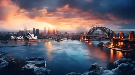 Badkamer foto achterwand Sydney Winter landscape of Sydney, Australia in night