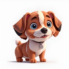 3d cartoon of cute small dog puppy 
