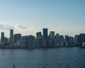 Aerial View of Miami Skyline and Waters