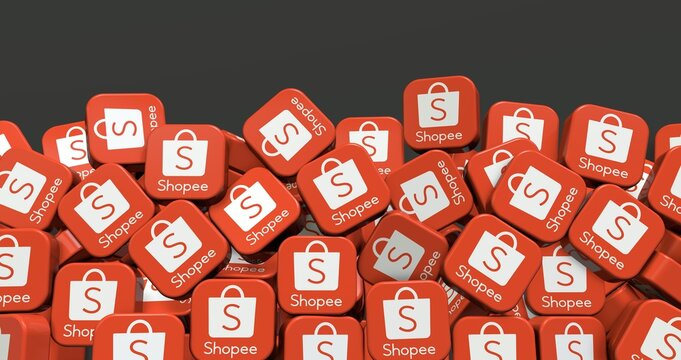 Shopee, Social Media Logos Visual Presentation - Background Design
