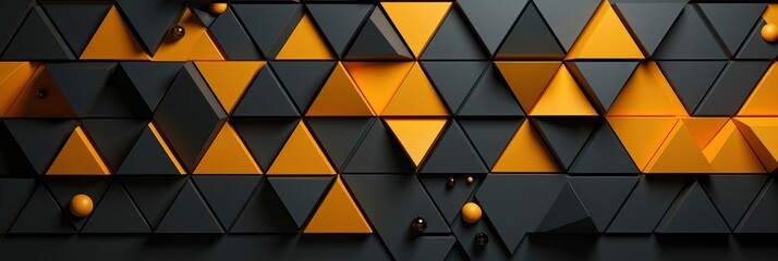 Abstract Black Yellow Geometric Background Triang , Banner Image For Website, Background abstract , Desktop Wallpaper