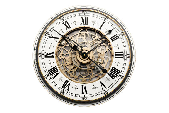 Clock Face Detail Isolated on transparent background. Generative Ai