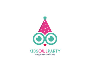 Creative Owl Party Logo Design Template. Perfect to use for Birthday Company