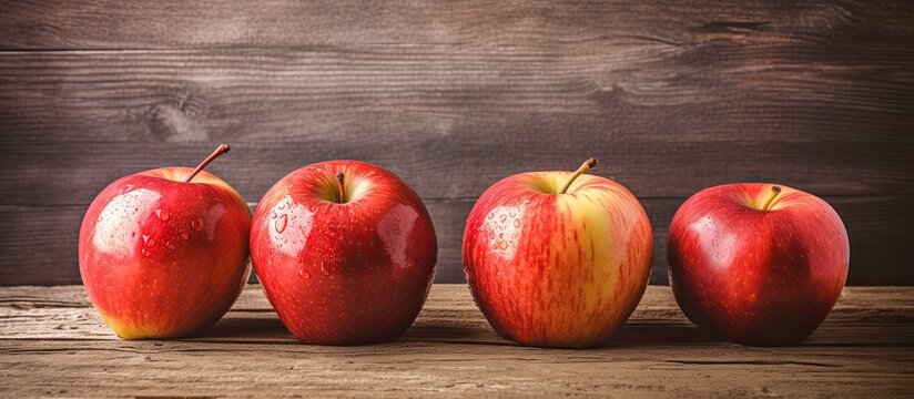 Toned photo of apples on wood
