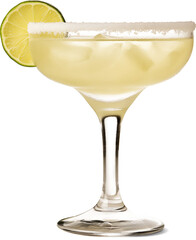 glass transparent glass with cocktail and lime slice on transparent background