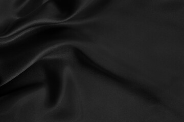 Black grey fabric texture background, detail of silk or linen pattern. - obrazy, fototapety, plakaty
