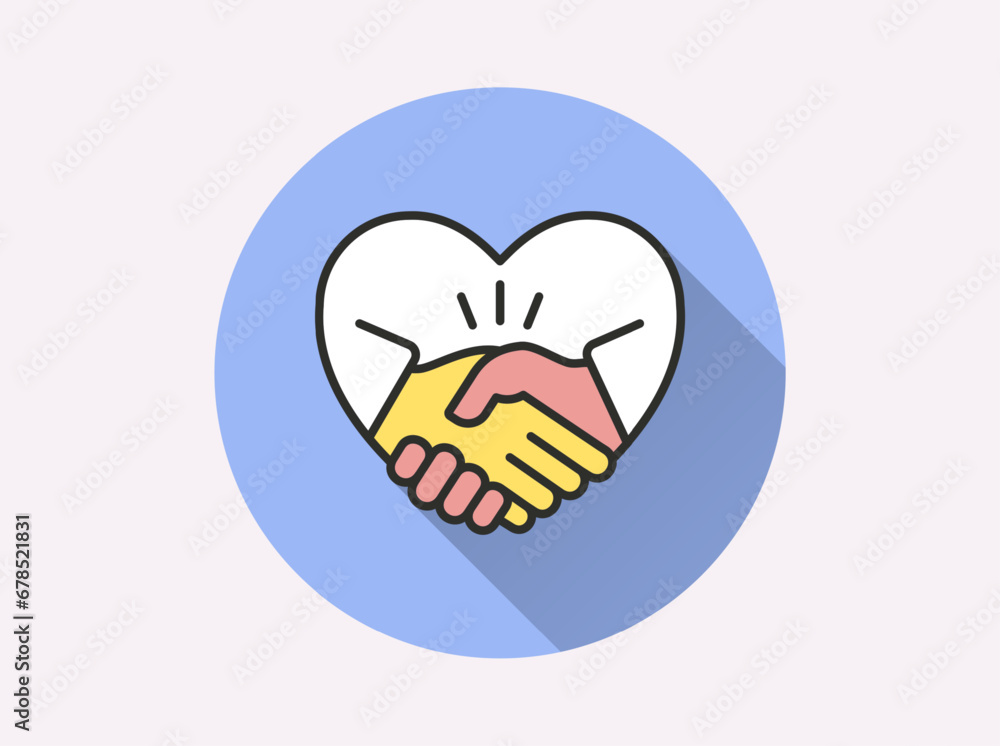 Poster heart helper flat icon with long shadow for graphic and web design.