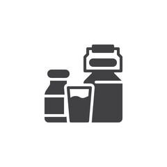 Milk can bottle and glass vector icon
