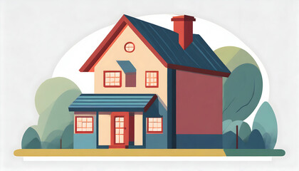 Colorful Flat Residential Houses, House flat icon,