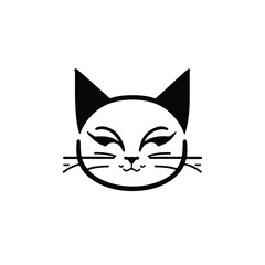 Fototapeta premium head Icon of cat face. Flat outline style.