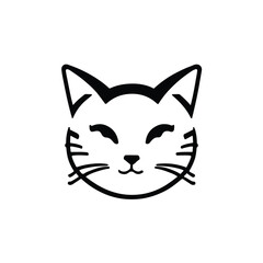 Fototapeta premium head Icon of cat face. Flat outline style.
