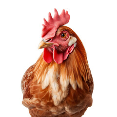 Close-up of a Rooster isolated on transparent background cutout